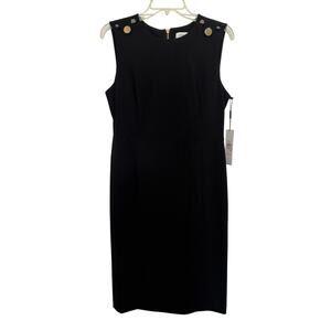 NWT Calvin Klein Black Sleeveless Knee Length Sheath Dress Size 10 Classic LBD